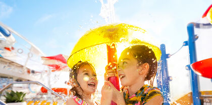 Kids onboard cruise ship having fun
